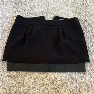 Express Black Pleated Bubble Mini Skirt